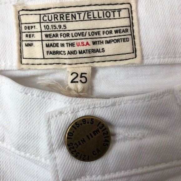 Current/Elliott Skinny Jeans 25 White The Stiletto Distressed - Picture 3 of 7